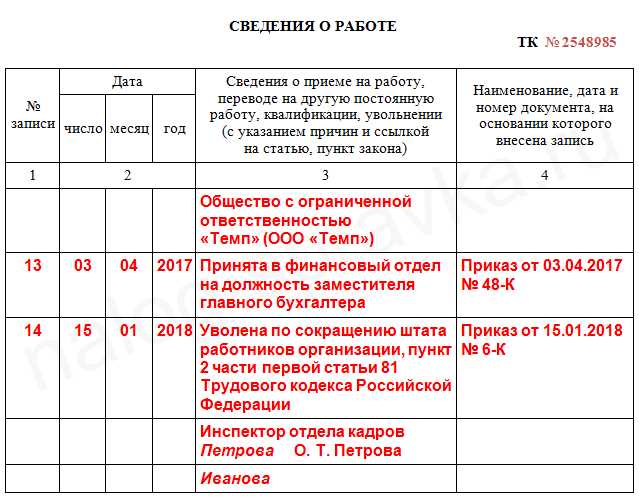 Увольнение по сокращению штата запись в трудовой. Запись об увольнении в трудовой книжке образец. Уволен по сокращению штата запись в трудовой. Увольнение как записать в трудовой книжке. Запись в трудовой книжке о сокращении штата образец.